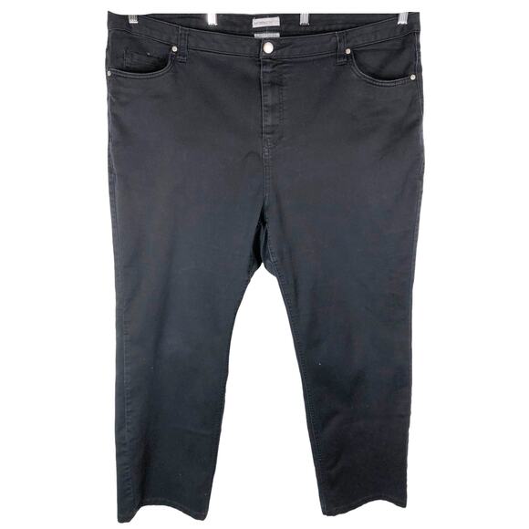 Catherines Plus Size 26W Jeans Black Straight Leg Pants Pockets Stretch 1297 - Picture 1 of 6